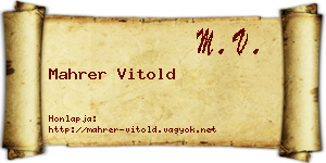 Mahrer Vitold névjegykártya
